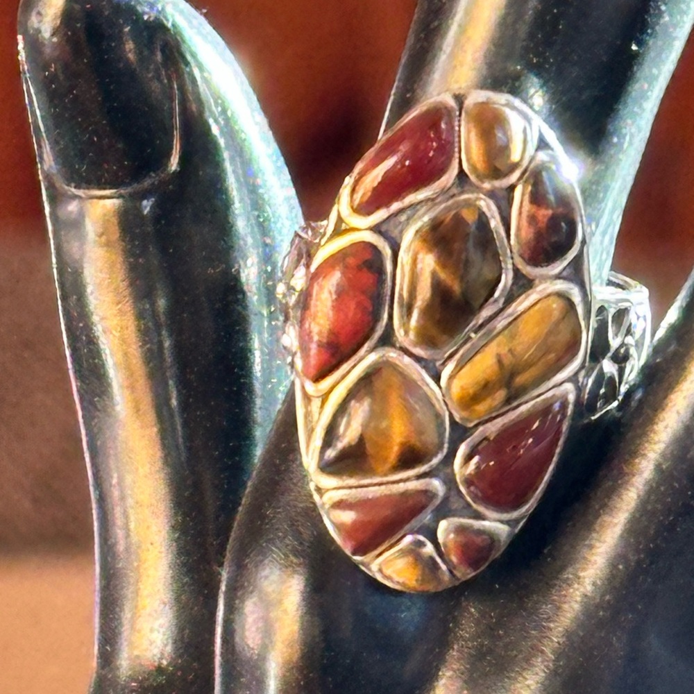 925 Sterling, Tigers Eye, Jasper Ring